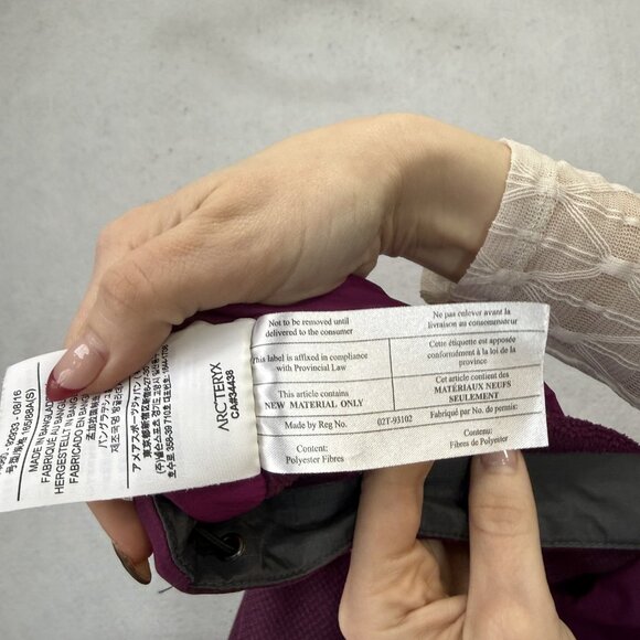 Arc'teryx Jacket Womens Small Purple Hooded Insulated Full Zip Fleece Hiking - Picture 14 of 15